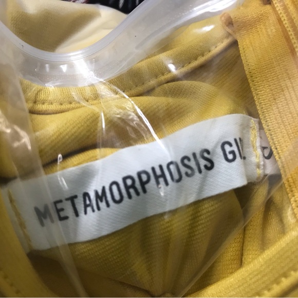 METAMORPHOSIS Girl Women’s Yellow Dress Size S Pleated Sleeve Work Career Belted - Picture 10 of 10